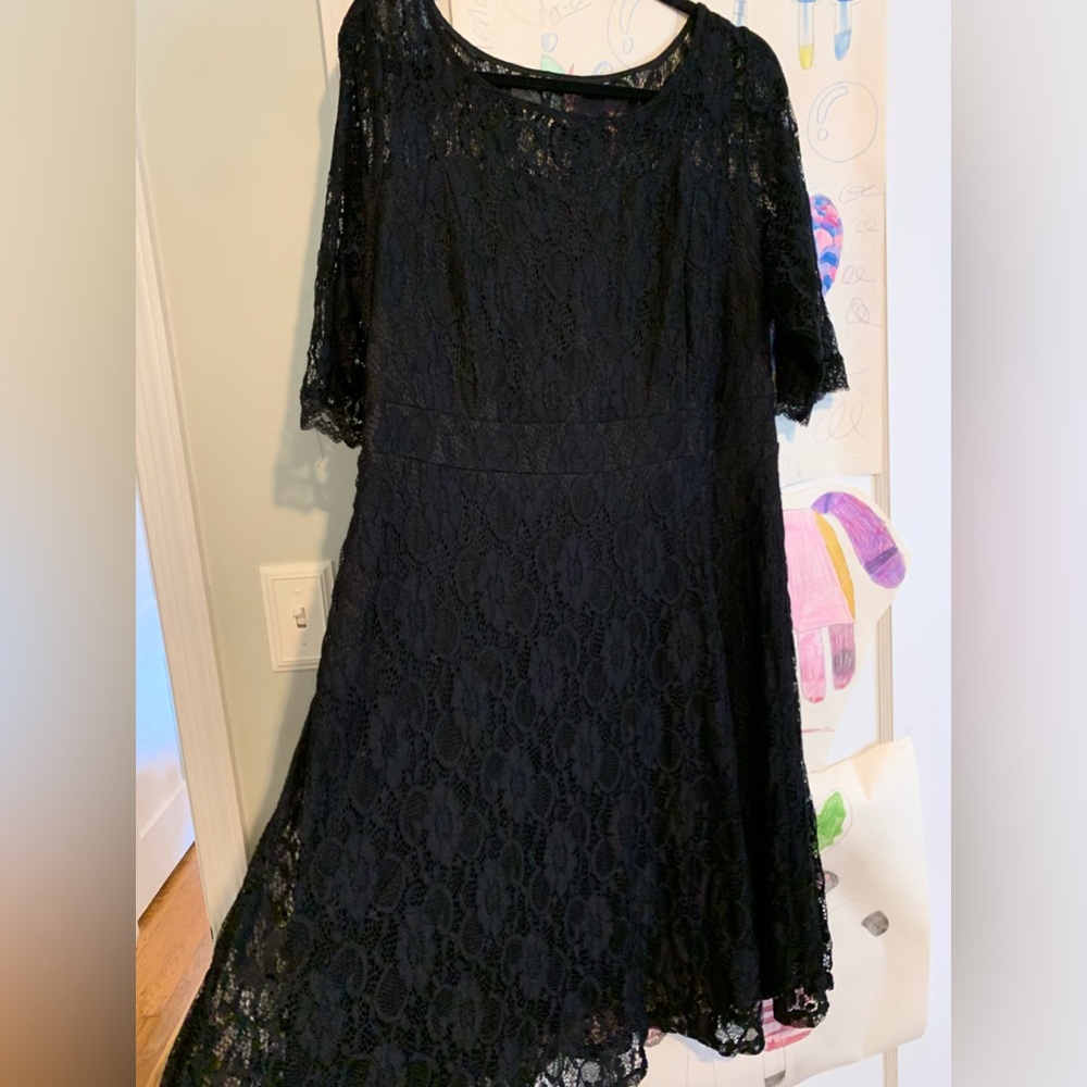 Black lace cocktail dress, 18W